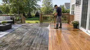 Deck cleaning on a New Jersey home