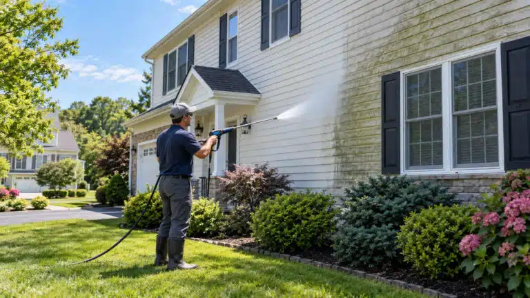 House power washing on a New Jersey home